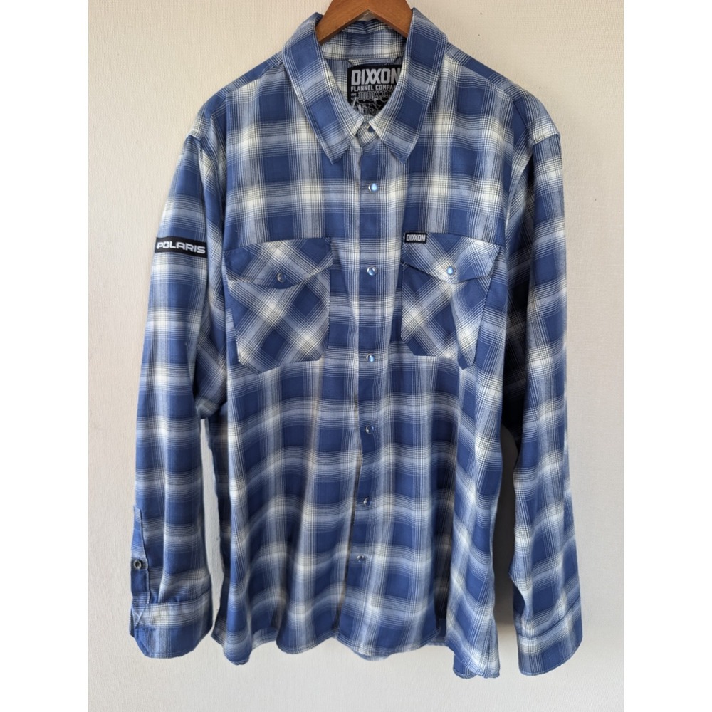 Dixxon Flannel Company Deluxe Shirt Mens 2X Blue Plaid Button Up Polaris D-Tech